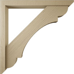 Ekena Millwork - BKTUR0352X36X36OLY06RCPR - Timberthane Faux Wood Olympic Style Bracket w/ Offset Brace, Slat Ends, 3 1/2"W x 36"D x 36"H, Primed Tan