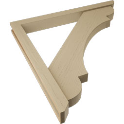 Ekena Millwork - BKTUR0352X36X36OLY06RCPR - Timberthane Faux Wood Olympic Style Bracket w/ Offset Brace, Slat Ends, 3 1/2"W x 36"D x 36"H, Primed Tan