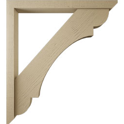 Ekena Millwork - BKTUR0352X36X40OLY06RCPR - Timberthane Faux Wood Olympic Style Bracket w/ Offset Brace, Slat Ends, 3 1/2"W x 36"D x 40"H, Primed Tan