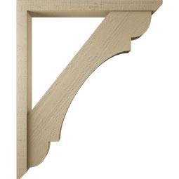 Ekena Millwork - BKTUR0352X36X44OLY06RCPR - Timberthane Faux Wood Olympic Style Bracket w/ Offset Brace, Slat Ends, 3 1/2"W x 36"D x 44"H, Primed Tan