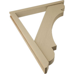 Ekena Millwork - BKTUR0352X36X44OLY06RCPR - Timberthane Faux Wood Olympic Style Bracket w/ Offset Brace, Slat Ends, 3 1/2"W x 36"D x 44"H, Primed Tan