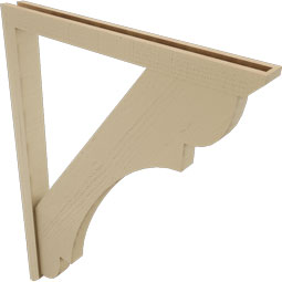 Ekena Millwork - BKTUR0352X36X48OLY06RCPR - Timberthane Faux Wood Olympic Style Bracket w/ Offset Brace, Slat Ends, 3 1/2"W x 36"D x 48"H, Primed Tan