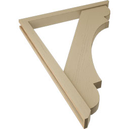 Ekena Millwork - BKTUR0352X36X48OLY06RCPR - Timberthane Faux Wood Olympic Style Bracket w/ Offset Brace, Slat Ends, 3 1/2"W x 36"D x 48"H, Primed Tan