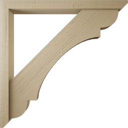 Ekena Millwork - BKTUR0352X38X38OLY06RCPR - Timberthane Faux Wood Olympic Style Bracket w/ Offset Brace, Slat Ends, 3 1/2"W x 38"D x 38"H, Primed Tan