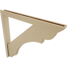 Ekena Millwork - BKTUR0352X38X38OLY06RCPR - Timberthane Faux Wood Olympic Style Bracket w/ Offset Brace, Slat Ends, 3 1/2"W x 38"D x 38"H, Primed Tan