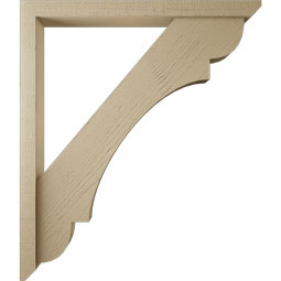 Ekena Millwork - BKTUR0352X38X44OLY06RCPR - Timberthane Faux Wood Olympic Style Bracket w/ Offset Brace, Slat Ends, 3 1/2"W x 38"D x 44"H, Primed Tan