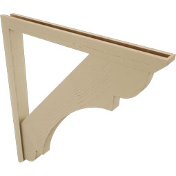 Ekena Millwork - BKTUR0352X38X44OLY06RCPR - Timberthane Faux Wood Olympic Style Bracket w/ Offset Brace, Slat Ends, 3 1/2"W x 38"D x 44"H, Primed Tan