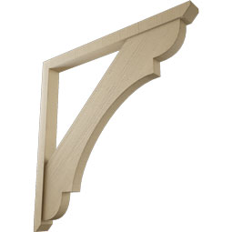 Ekena Millwork - BKTUR0352X42X42OLY06RCPR - Timberthane Faux Wood Olympic Style Bracket w/ Offset Brace, Slat Ends, 3 1/2"W x 42"D x 42"H, Primed Tan
