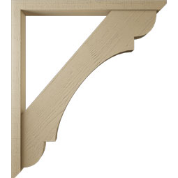 Ekena Millwork - BKTUR0352X42X48OLY06RCPR - Timberthane Faux Wood Olympic Style Bracket w/ Offset Brace, Slat Ends, 3 1/2"W x 42"D x 48"H, Primed Tan