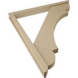 Ekena Millwork - BKTUR0352X42X48OLY06RCPR - Timberthane Faux Wood Olympic Style Bracket w/ Offset Brace, Slat Ends, 3 1/2"W x 42"D x 48"H, Primed Tan
