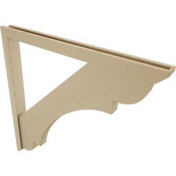 Ekena Millwork - BKTUR0352X44X44OLY06RCPR - Timberthane Faux Wood Olympic Style Bracket w/ Offset Brace, Slat Ends, 3 1/2"W x 44"D x 44"H, Primed Tan