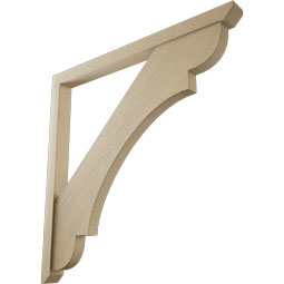 Ekena Millwork - BKTUR0352X44X44OLY06RCPR - Timberthane Faux Wood Olympic Style Bracket w/ Offset Brace, Slat Ends, 3 1/2"W x 44"D x 44"H, Primed Tan