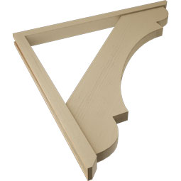 Ekena Millwork - BKTUR0352X48X48OLY06RCPR - Timberthane Faux Wood Olympic Style Bracket w/ Offset Brace, Slat Ends, 3 1/2"W x 48"D x 48"H, Primed Tan