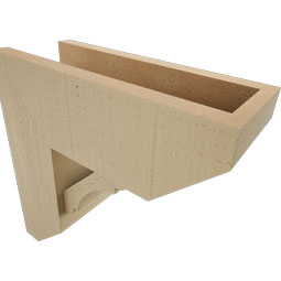 Ekena Millwork - BKTUR0554X14X14OLY06RCPR - Timberthane Faux Wood Olympic Style Bracket w/ Offset Brace, Slat Ends, 5 1/2"W x 14"D x 14"H, Primed Tan