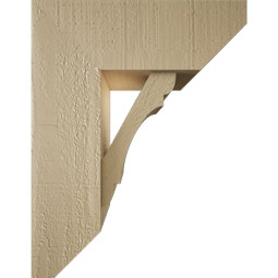 Ekena Millwork - BKTUR0554X14X18OLY06RCPR - Timberthane Faux Wood Olympic Style Bracket w/ Offset Brace, Slat Ends, 5 1/2"W x 14"D x 18"H, Primed Tan