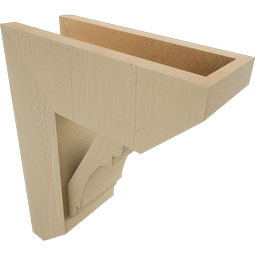 Ekena Millwork - BKTUR0554X14X18OLY06RCPR - Timberthane Faux Wood Olympic Style Bracket w/ Offset Brace, Slat Ends, 5 1/2"W x 14"D x 18"H, Primed Tan