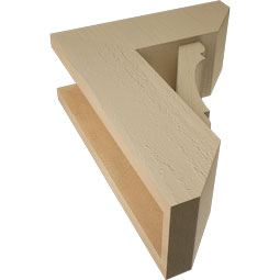 Ekena Millwork - BKTUR0554X14X18OLY06RCPR - Timberthane Faux Wood Olympic Style Bracket w/ Offset Brace, Slat Ends, 5 1/2"W x 14"D x 18"H, Primed Tan