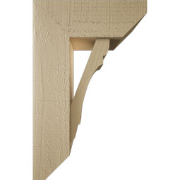 Ekena Millwork - BKTUR0554X14X22OLY06RCPR - Timberthane Faux Wood Olympic Style Bracket w/ Offset Brace, Slat Ends, 5 1/2"W x 14"D x 22"H, Primed Tan