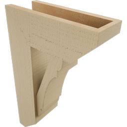 Ekena Millwork - BKTUR0554X14X22OLY06RCPR - Timberthane Faux Wood Olympic Style Bracket w/ Offset Brace, Slat Ends, 5 1/2"W x 14"D x 22"H, Primed Tan