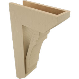 Ekena Millwork - BKTUR0554X14X26OLY06RCPR - Timberthane Faux Wood Olympic Style Bracket w/ Offset Brace, Slat Ends, 5 1/2"W x 14"D x 26"H, Primed Tan