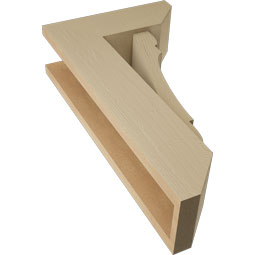 Ekena Millwork - BKTUR0554X14X26OLY06RCPR - Timberthane Faux Wood Olympic Style Bracket w/ Offset Brace, Slat Ends, 5 1/2"W x 14"D x 26"H, Primed Tan