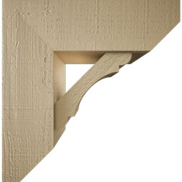 Ekena Millwork - BKTUR0554X16X16OLY06RCPR - Timberthane Faux Wood Olympic Style Bracket w/ Offset Brace, Slat Ends, 5 1/2"W x 16"D x 16"H, Primed Tan