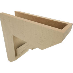 Ekena Millwork - BKTUR0554X16X16OLY06RCPR - Timberthane Faux Wood Olympic Style Bracket w/ Offset Brace, Slat Ends, 5 1/2"W x 16"D x 16"H, Primed Tan