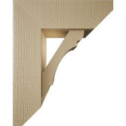 Ekena Millwork - BKTUR0554X16X20OLY06RCPR - Timberthane Faux Wood Olympic Style Bracket w/ Offset Brace, Slat Ends, 5 1/2"W x 16"D x 20"H, Primed Tan