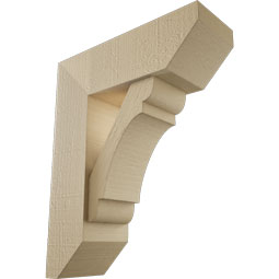 Ekena Millwork - BKTUR0554X16X20OLY06RCPR - Timberthane Faux Wood Olympic Style Bracket w/ Offset Brace, Slat Ends, 5 1/2"W x 16"D x 20"H, Primed Tan