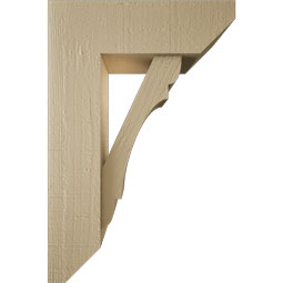 Ekena Millwork - BKTUR0554X16X24OLY06RCPR - Timberthane Faux Wood Olympic Style Bracket w/ Offset Brace, Slat Ends, 5 1/2"W x 16"D x 24"H, Primed Tan