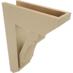 Ekena Millwork - BKTUR0554X16X24OLY06RCPR - Timberthane Faux Wood Olympic Style Bracket w/ Offset Brace, Slat Ends, 5 1/2"W x 16"D x 24"H, Primed Tan
