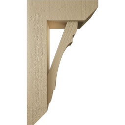 Ekena Millwork - BKTUR0554X16X28OLY06RCPR - Timberthane Faux Wood Olympic Style Bracket w/ Offset Brace, Slat Ends, 5 1/2"W x 16"D x 28"H, Primed Tan