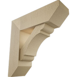 Ekena Millwork - BKTUR0554X18X18OLY06RCPR - Timberthane Faux Wood Olympic Style Bracket w/ Offset Brace, Slat Ends, 5 1/2"W x 18"D x 18"H, Primed Tan