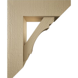Ekena Millwork - BKTUR0554X18X22OLY06RCPR - Timberthane Faux Wood Olympic Style Bracket w/ Offset Brace, Slat Ends, 5 1/2"W x 18"D x 22"H, Primed Tan
