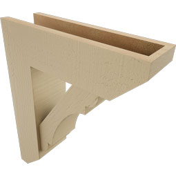 Ekena Millwork - BKTUR0554X18X22OLY06RCPR - Timberthane Faux Wood Olympic Style Bracket w/ Offset Brace, Slat Ends, 5 1/2"W x 18"D x 22"H, Primed Tan