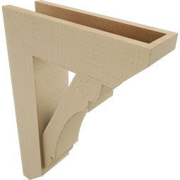 Ekena Millwork - BKTUR0554X18X26OLY06RCPR - Timberthane Faux Wood Olympic Style Bracket w/ Offset Brace, Slat Ends, 5 1/2"W x 18"D x 26"H, Primed Tan