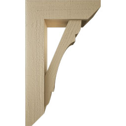 Ekena Millwork - BKTUR0554X18X30OLY06RCPR - Timberthane Faux Wood Olympic Style Bracket w/ Offset Brace, Slat Ends, 5 1/2"W x 18"D x 30"H, Primed Tan
