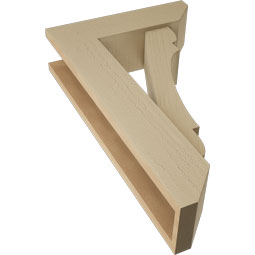 Ekena Millwork - BKTUR0554X18X30OLY06RCPR - Timberthane Faux Wood Olympic Style Bracket w/ Offset Brace, Slat Ends, 5 1/2"W x 18"D x 30"H, Primed Tan