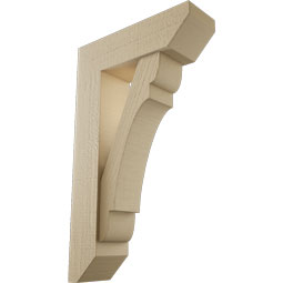Ekena Millwork - BKTUR0554X18X30OLY06RCPR - Timberthane Faux Wood Olympic Style Bracket w/ Offset Brace, Slat Ends, 5 1/2"W x 18"D x 30"H, Primed Tan