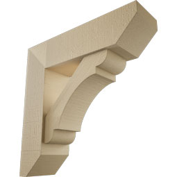 Ekena Millwork - BKTUR0554X20X20OLY06RCPR - Timberthane Faux Wood Olympic Style Bracket w/ Offset Brace, Slat Ends, 5 1/2"W x 20"D x 20"H, Primed Tan