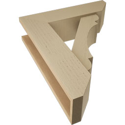 Ekena Millwork - BKTUR0554X20X24OLY06RCPR - Timberthane Faux Wood Olympic Style Bracket w/ Offset Brace, Slat Ends, 5 1/2"W x 20"D x 24"H, Primed Tan