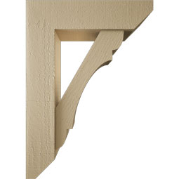 Ekena Millwork - BKTUR0554X20X28OLY06RCPR - Timberthane Faux Wood Olympic Style Bracket w/ Offset Brace, Slat Ends, 5 1/2"W x 20"D x 28"H, Primed Tan