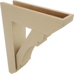 Ekena Millwork - BKTUR0554X20X28OLY06RCPR - Timberthane Faux Wood Olympic Style Bracket w/ Offset Brace, Slat Ends, 5 1/2"W x 20"D x 28"H, Primed Tan