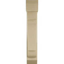 Ekena Millwork - BKTUR0554X20X32OLY06RCPR - Timberthane Faux Wood Olympic Style Bracket w/ Offset Brace, Slat Ends, 5 1/2"W x 20"D x 32"H, Primed Tan