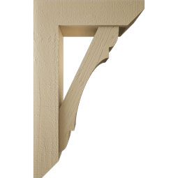 Ekena Millwork - BKTUR0554X20X32OLY06RCPR - Timberthane Faux Wood Olympic Style Bracket w/ Offset Brace, Slat Ends, 5 1/2"W x 20"D x 32"H, Primed Tan