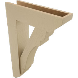 Ekena Millwork - BKTUR0554X20X32OLY06RCPR - Timberthane Faux Wood Olympic Style Bracket w/ Offset Brace, Slat Ends, 5 1/2"W x 20"D x 32"H, Primed Tan
