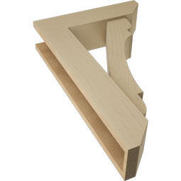 Ekena Millwork - BKTUR0554X20X32OLY06RCPR - Timberthane Faux Wood Olympic Style Bracket w/ Offset Brace, Slat Ends, 5 1/2"W x 20"D x 32"H, Primed Tan