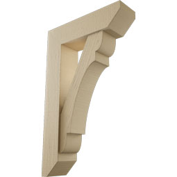 Ekena Millwork - BKTUR0554X20X32OLY06RCPR - Timberthane Faux Wood Olympic Style Bracket w/ Offset Brace, Slat Ends, 5 1/2"W x 20"D x 32"H, Primed Tan
