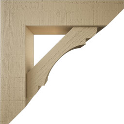 Ekena Millwork - BKTUR0554X22X22OLY06RCPR - Timberthane Faux Wood Olympic Style Bracket w/ Offset Brace, Slat Ends, 5 1/2"W x 22"D x 22"H, Primed Tan