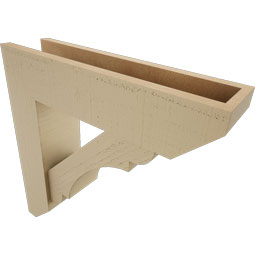 Ekena Millwork - BKTUR0554X22X22OLY06RCPR - Timberthane Faux Wood Olympic Style Bracket w/ Offset Brace, Slat Ends, 5 1/2"W x 22"D x 22"H, Primed Tan